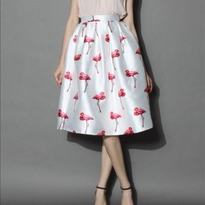 💓CHICWISH FLAMINGO A-LINE PLEATED SKIRT SIZE 4💓